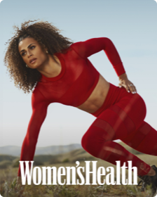 The cover of Women’s Health featuring an image of a women stretching before a run.