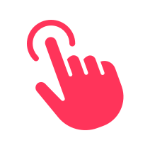 An icon illustrating a hand tapping a button.